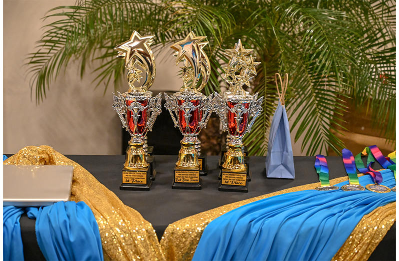 Some of the medals and trophies presented to trainees and staffers of GITC