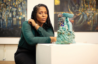 Elodie with one of her pieces (Samuel Maughn photo)