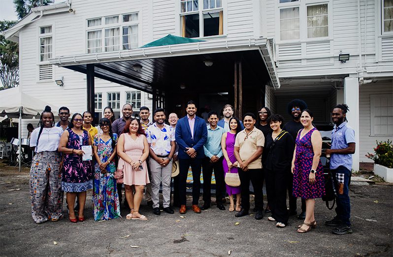 Minister of Culture, Youth, and Sports, Charles Ramson, judges, and photographers in front of Castellani House recently