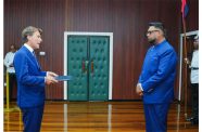 President Dr. Irfaan Ali, on Wednesday, accepted the Letters of Credence from Ambassador Extraordinary Plenipotentiary of the European Union (EU), HE Luca Pierantoni (Office of the President photos)