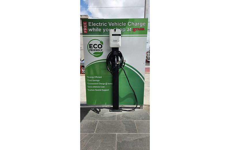 The STARR-LOOP EV charge station at the company’s Brickdam office