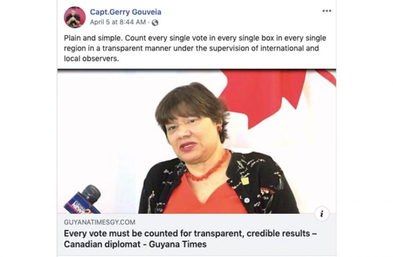 Chairman of the PSC, Captain Gerald ‘Gerry’ Gouveia supports a national recount just one day prior to the “waste of time” remark.