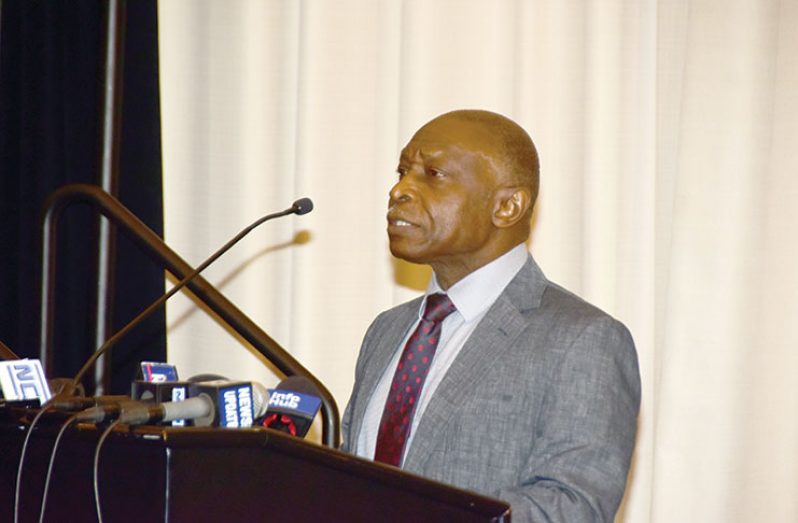 Acting President and Minister of Foreign Affairs Carl Greenidge (Adrian Narine photo)