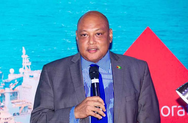 Natural Resources Minister Raphael Trotman at the commemoration reception of the Liza Phase 1 development campaign on Tuesday (Delano Williams photo)