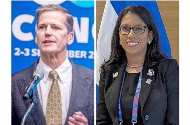 Greg Easton on left and Vidushi Persaud-McKinnon on right