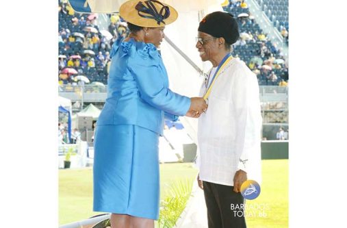 President Dame Sandra Mason confers renowned Guyana-born musician Eddy Grant with the Honorary Order of Freedom of Barbados