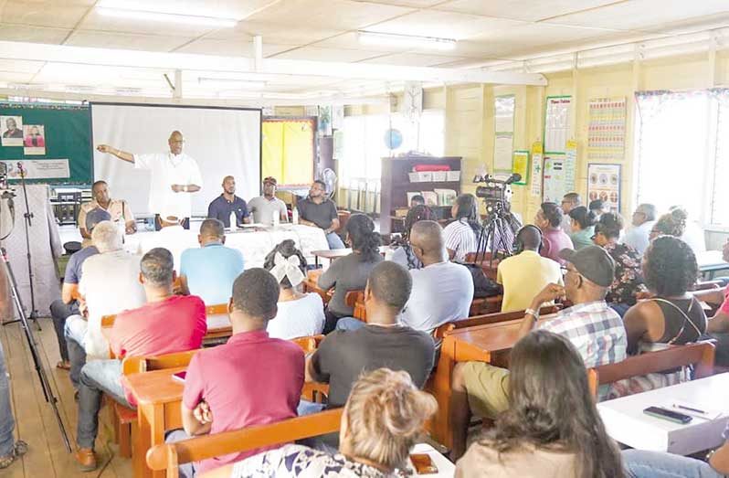 Minister of Public Works, Bishop Juan Edghill, and other officials engaged with residents of East Bank of Demerara on the way forward regarding the rehabilitation of the road corridor