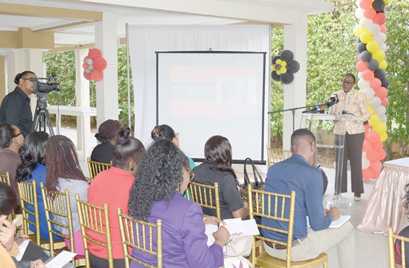 Minister of Education, Dr. Nicolette Henry addressing education officials at Thursday’s early childhood development workshop