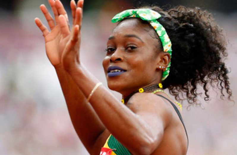 Elaine Thompson of Jamaica celebrates winning a heat.