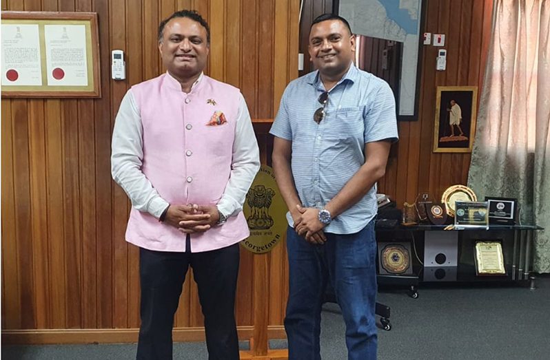 India’s High Commissioner, Dr. KJ Srinivasa, with Head of Public Infrastructure Transportation Tourism at Environmental Protection Agency, Elon Sooknanan