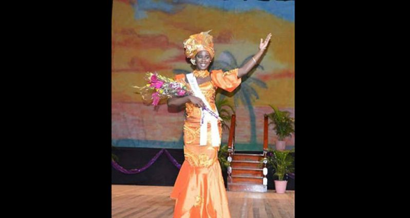 Delisha Wright taking her first walk as reigning Miss Emancipation 2016 on Sunday night