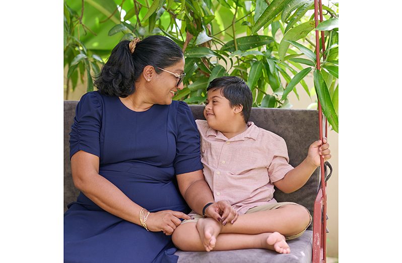 Azeena Baksh with her son, seven-year-old Zachary (Samuel Maugnh photo)