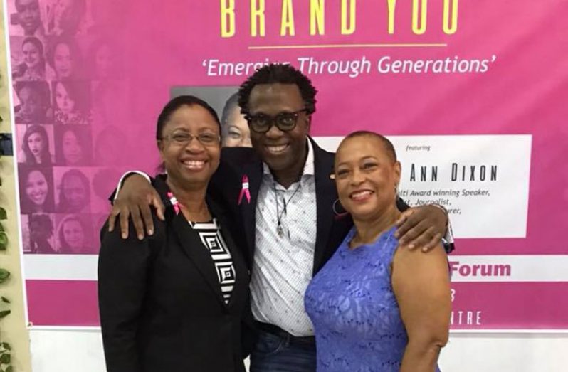 Selwyn Collins, founder of CWS (centre) with keynote speaker Sherry Ann Dixon (right) and Chief Justice (ag) Roxane George-Wiltshire (Photo from Sherry Ann Dixon's Facebook page)