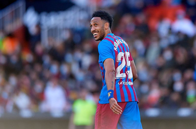 Barcelona striker Pierre-Emerick Aubameyang has scored three times in their La Liga win at Valencia. (Credit: EPA)