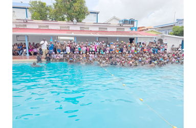 the participants during the teach-them- young learn-to-swim programme