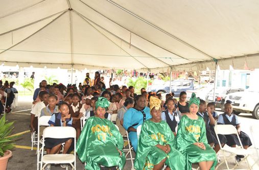 Children gathered on Monday at City Hall for the World Environment Day symposium