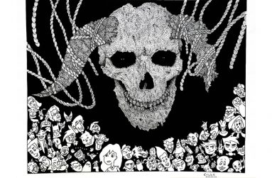 “Gemini”, a stippling art piece done by Guyanese artist, Erick Karamchand