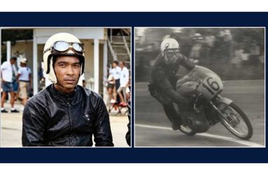 Tenpow on his motor-racing cycle