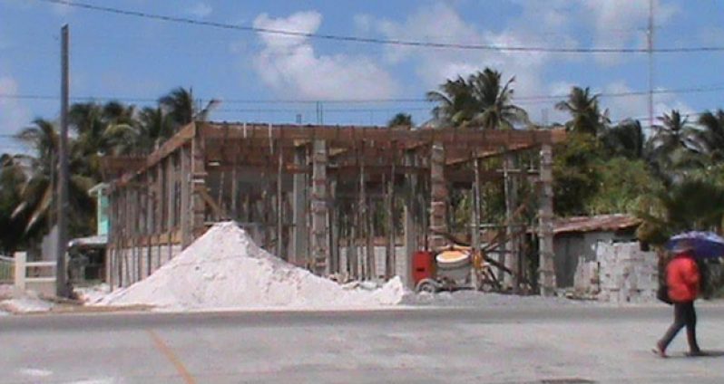 Building under construction at Henrietta on the Essequibo Coast