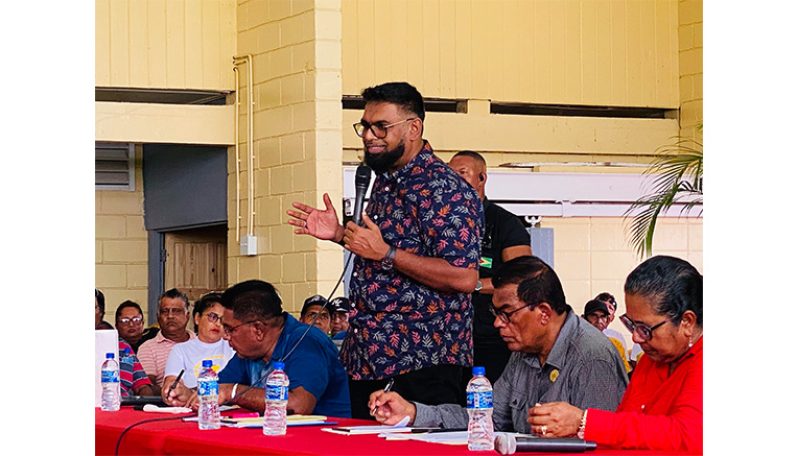 President, Dr Irfaan Ali and Minister of Agriculture, Zulfikar Mustapha, meeting with rice farmers, cash crop growers, and fisherfolk at Anna Regina on Saturday