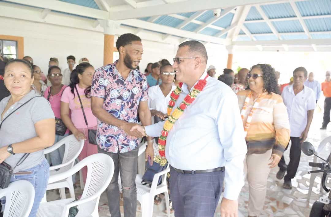 Minister of Housing and Water, Collin Croal, during his outreach in Charity, Essequibo Coast