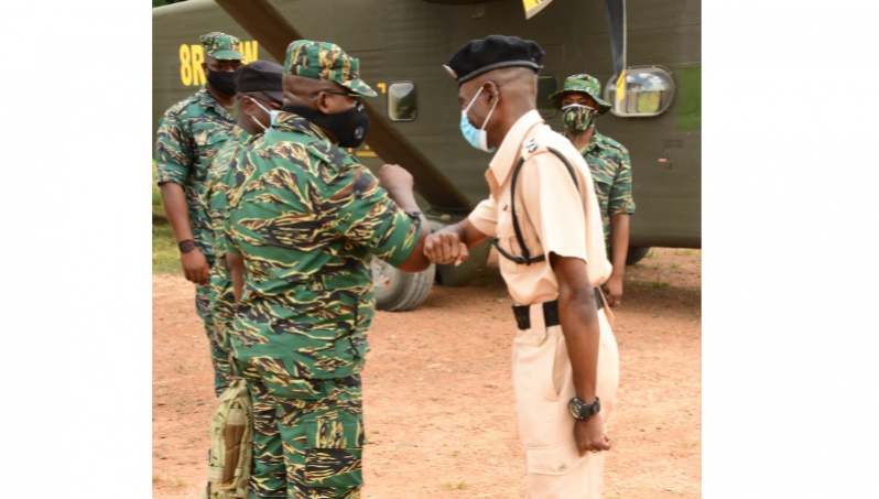 Chief of Staff, Brigadier Godfrey Bess, was briefed on the security and operations ongoing at Eteringbang August last (File photo)