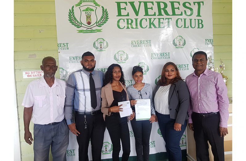 From left, Alvin Rambarran of Rambarran Enterprise, Anthony Niranjan, Club Manager Rehana Ragoobeer, Krista Norton (ECC Admin Assistant), Selma Rahman and Manzoor Nadir. (Rajiv Bisnauth photo)