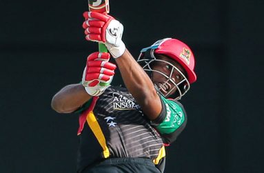 Evin Lewis clattered six fours and five sixes on his way to 73 off 36 balls ©
