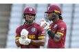 Evin Lewis and Keacy Carty's 77-run stand got West Indies flowing despite losing an early wicket•(AFP/Getty Images)
