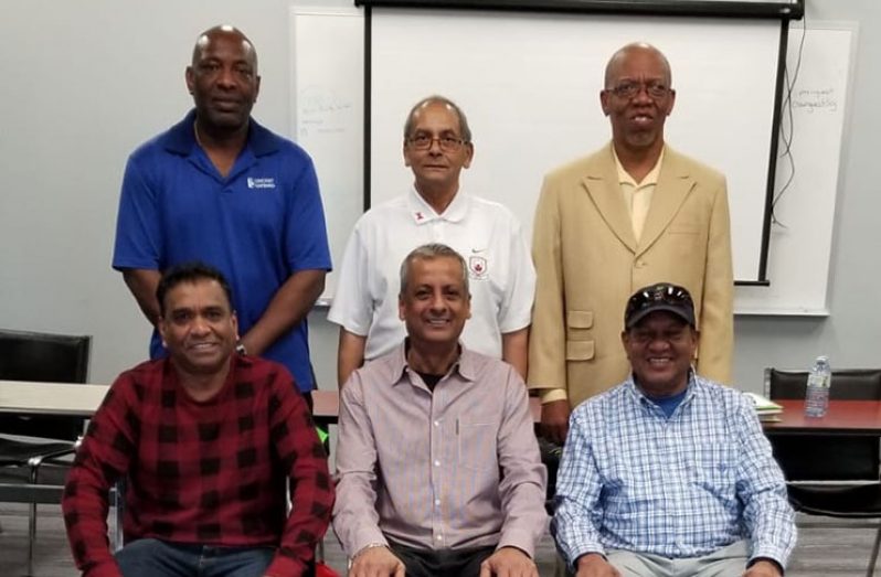Executive members: From left (standing) are Mathew Francis, Azad Khan, Frederick Halley. Sitting (from left) are Vish Jadunauth, Albert Alstrom and Bisham Singh.