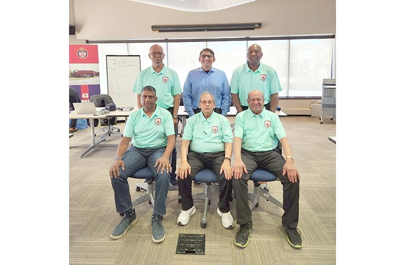 CCUA executive members: From left (sitting) are Treasurer Terry Mathura, President Azad
Khan and Vice-president Bisham Singh. Standing, from left, are Assistant Secretary/Treasurer/PRO Frederick Halley, Secretary Malik Ghaswala and Education Chairman Matthew Francis