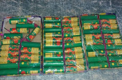 Some of the illegal explosives seized by the police