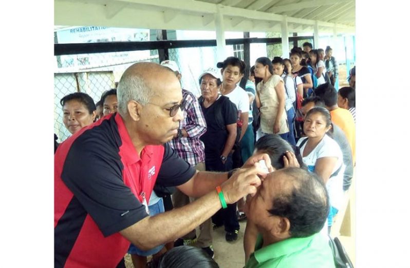 Residents from Upper Mazaruni receiving eye services from the Lions