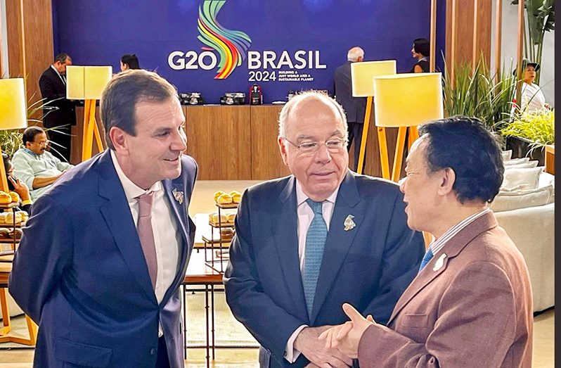 From left: Eduardo Paes, Mayor of Rio de Janeiro; Mauro Vieira, Brazil's Minister of Foreign Affairs; FAO Director General QU Dongyu