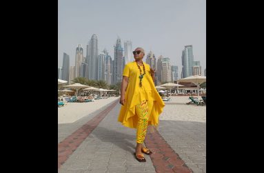 Local designer Carol Fraser at a recent expo showcasing her designs in Dubai