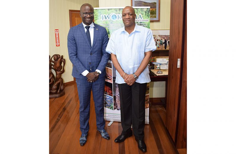 Surinamese Ambassador to Guyana, Ebu Jones and Director General of the Ministry of the Presidency, Joseph Harmon