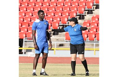 FIFA Technical Instructor Dianne Ferreira-James works with a match official during Next Gen 2024. 