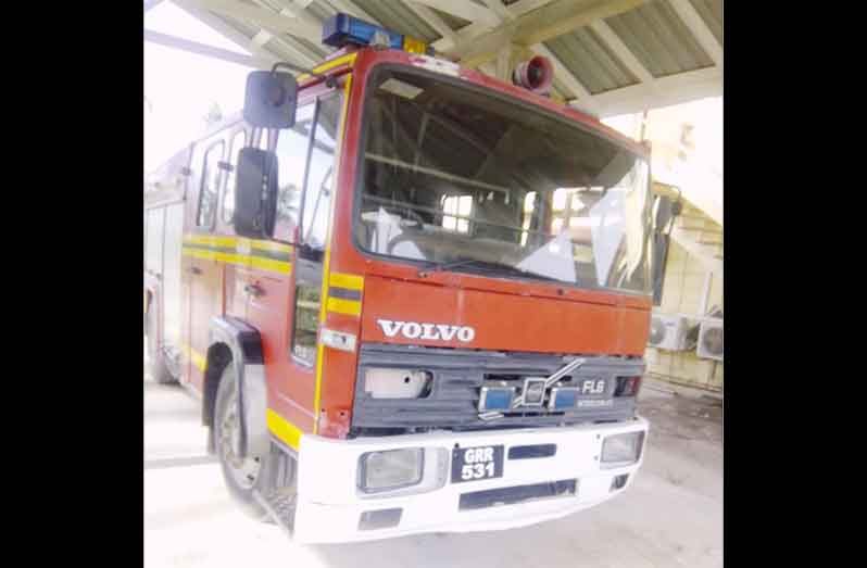 The fire tender that was handed over to the community of Kwakwani