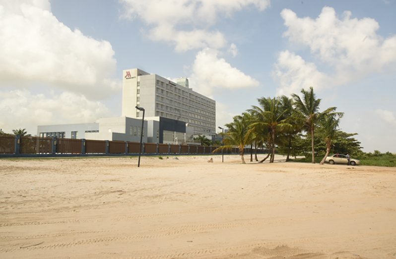 The foreshore of the Marriott Hotel which had been a common spot for beach parties and other events in the past (Adrian Narine photo)