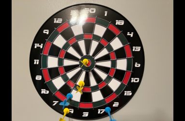 FQF Christmas 2022 Gift Dart Board with darts which were thrown by FQF