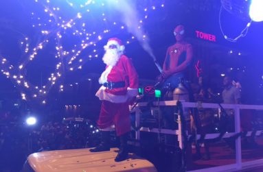 Santa Claus is coming to town, riding on a big truck on Main Street, Georgetown (Photo by F.Q. Farrier) 