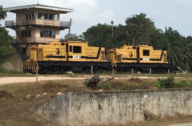 Retired locomotives of DEMBA at Linden, Upper Demerara river, Region 10, Guyana, at this open-air museum (Photo by Francis Quamina Farrier)