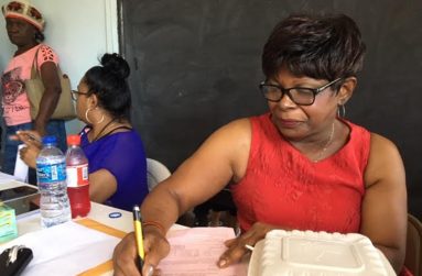 New York-based Guyanese, Lorna Welchman-Neblett, at work at the Cancer Out-Reach at Herstelling, East Bank Demerara (Photo by F.Q. Farrier)