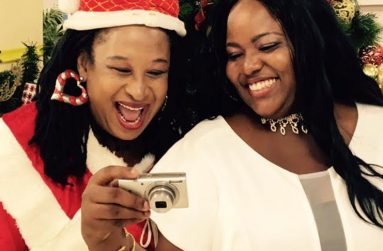 Local entertainer Charmaine Blackman and Courts Casting Call Winner, 2017, Esther Thomas, react with amusement in this photo.
 (Photo by Francis Quamina Farrier)