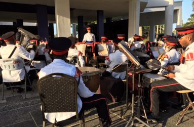 The Militia Band, now known as The Police Force Band. In this photograph, the band is being conducted by the very first female Bandmaster, (the late) Senior Superintendent Charmaine Stuart (Photo by Francis Quamina Farrier)