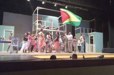 The Golden Arrowhead dominates this scene in the play "Journey to Freedom" by Francis Q.Farrier at the National Cultural Centre (Photo by Francis Q. Farrier)