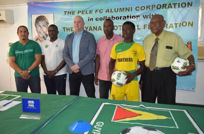 Representatives of GFF and Pele Alumni Inc. pictured at the launch of the ‘Frank Watson’ National U-15 Inter-Association Club Tournament
