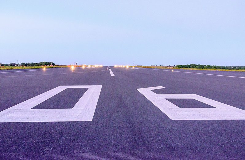 A section of the newly commissioned expanded runway at the Cheddi Jagan International Airport (CJIA) (Delano Williams photo)