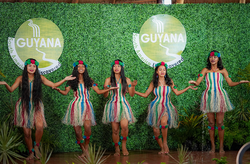 These Amerindian dancers lit up the launch of seven new experiential tours to various parts of Guyana by
the Ministry of Tourism, Industry and Commerce and the Guyana Tourism Authority on Friday (DPI photo)