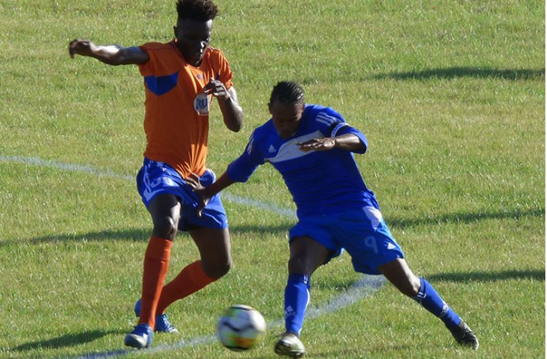 Part of the action between Fruta Conquerors and New Amsterdam United